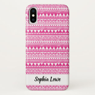 Pink Tribal Pattern Monogram iPhone X Case