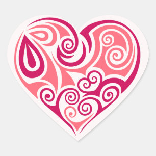 Pink tribal tattoo heart symbol girly love art sticker