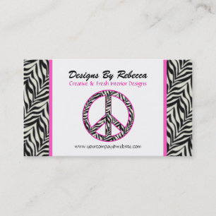 Pink Trimmed Zebra Peace Sign Business Card