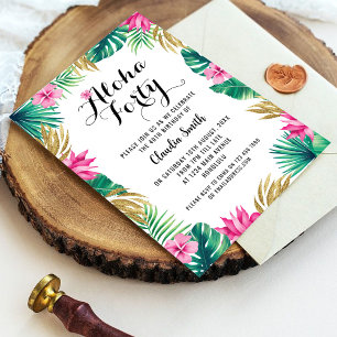 Pink Tropical 40th Birthday Invitation
