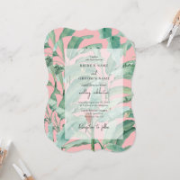 Pink Tropical Banana Palm Leaves Wedding