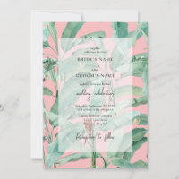 Pink Tropical Banana Palm Leaves Wedding