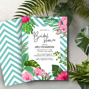 Pink Tropical Beach Floral Bridal Shower Invitation