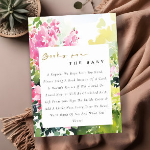 Pink Tropical Bougainvillea Books For Baby Shower Enclosure Card