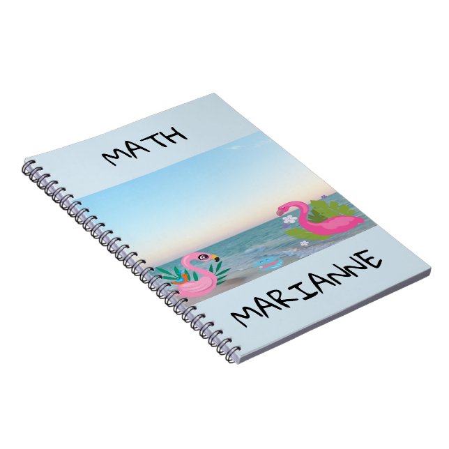 Pink Tropical Flamingo Ocean Centred Illustration Notebook (Right Side)
