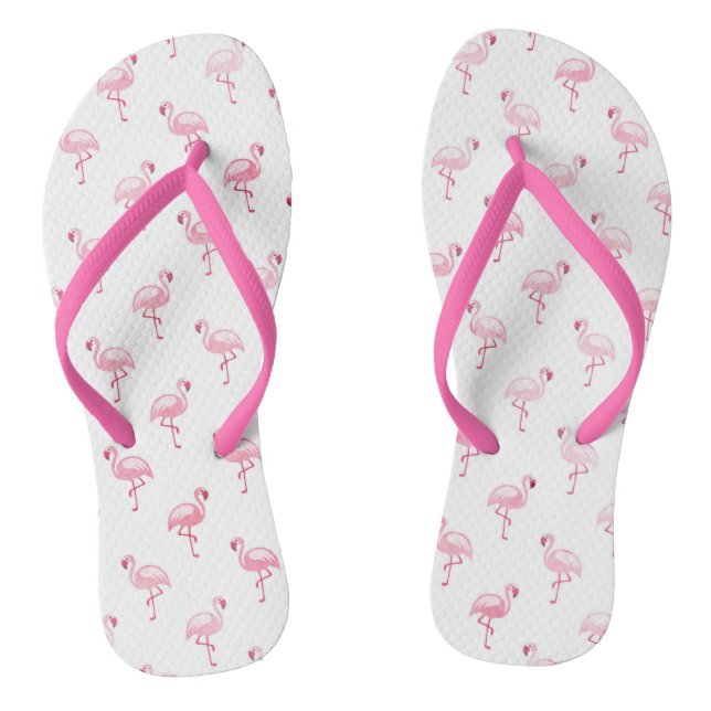 Pink Tropical Flamingo Summer Pattern Jandals (Footbed)