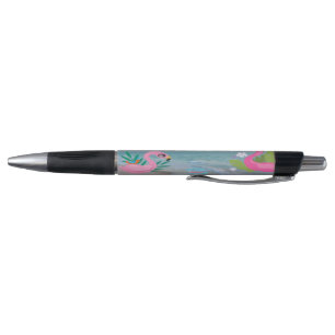 Pink Tropical Flamingos by the Ocean Pattern