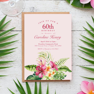 Pink Tropical Floral birthday party Invitation