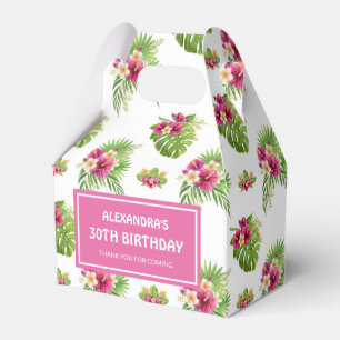 Pink Tropical Floral Luau Birthday Favour Box