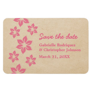 Pink Tropical Floral Save the Date Magnet