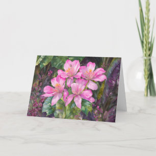 Pink Tropical Flower Floral Art Note Card