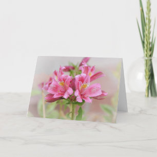 Pink Tropical Flowers Art Note Card