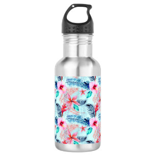 Pink Tropical Flowers Design 532 Ml Water Bottle