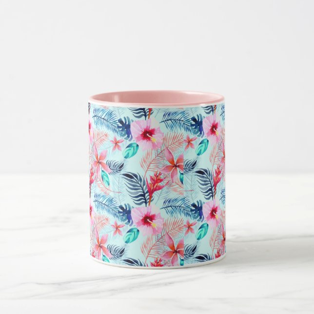 Pink Tropical Flowers Mug (Center)