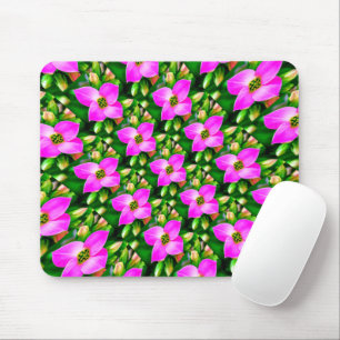 Pink Tropical Flowers Pattern Mouse Pad