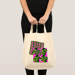 Pink Tropical Flowers Pattern Tote Bag