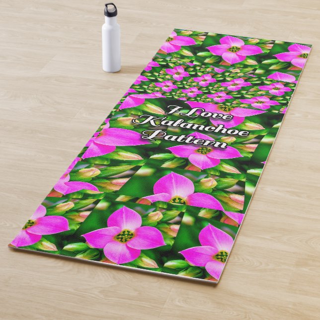 Pink Tropical Flowers Pattern Yoga Mat (In Situ)