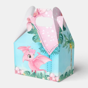 Pink Tropical Flying Dinosaur Baby Shower  Favour Box
