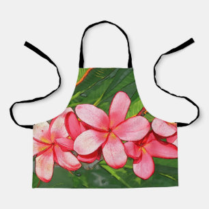 Pink Tropical Frangipani Art Apron