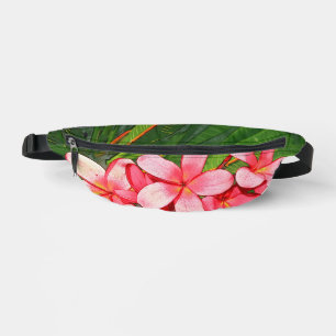 Pink Tropical Frangipani Art Bum Bags