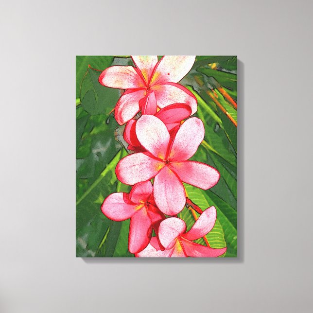 Pink Tropical Frangipani Art Canvas Print (Front)