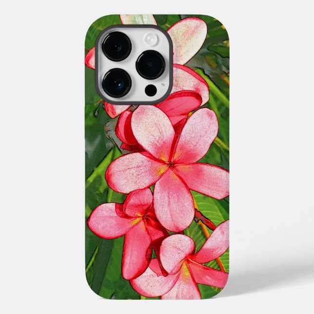 Pink Tropical Frangipani Art Case-Mate iPhone Case (Back)