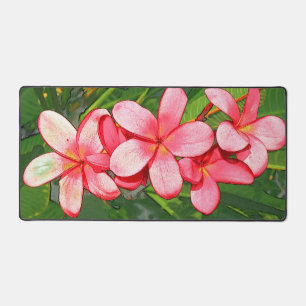 Pink Tropical Frangipani Art Desk Mat
