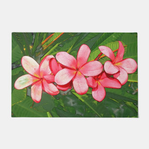 Pink Tropical Frangipani Art Doormat