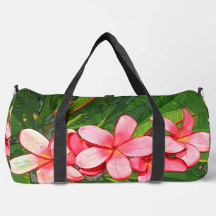 Pink Tropical Frangipani Art Duffle Bag
