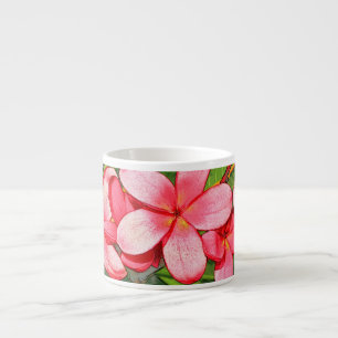 Pink Tropical Frangipani Art Espresso Cup