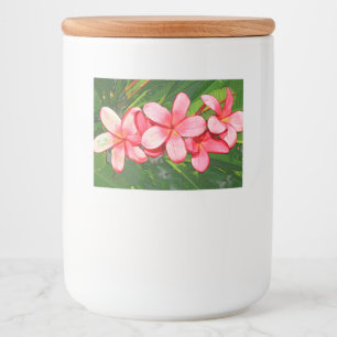Pink Tropical Frangipani Art Food Label