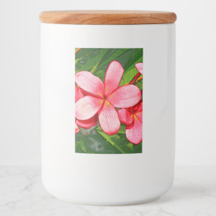 Pink Tropical Frangipani Art Food Label