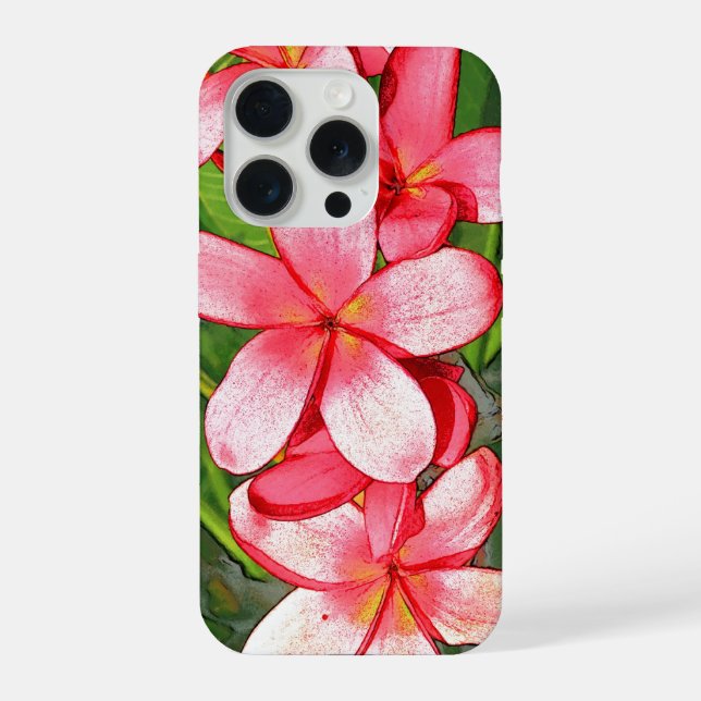 Pink Tropical Frangipani Art iPhone Case (Back)