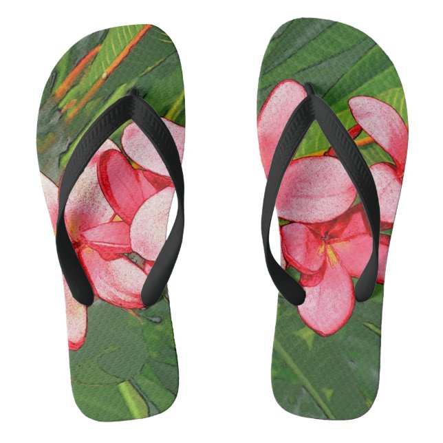 Pink Tropical Frangipani Art Jandals (Footbed)