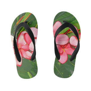 Pink Tropical Frangipani Art Kid's Jandals