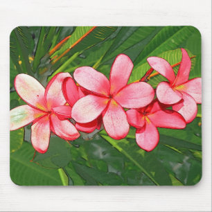 Pink Tropical Frangipani Art Mouse Pad
