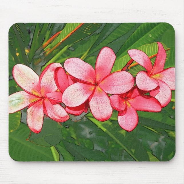 Pink Tropical Frangipani Art Mouse Pad (Front)