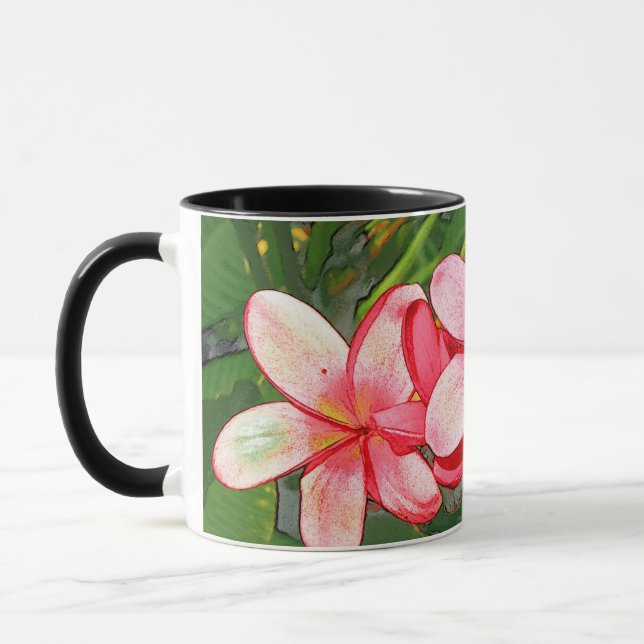 Pink Tropical Frangipani Art Mug (Left)