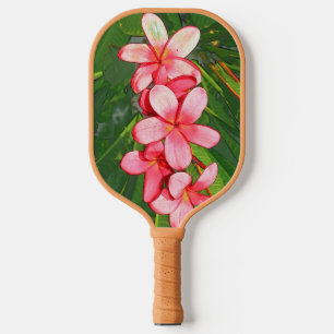 Pink Tropical Frangipani Art Pickleball Paddle