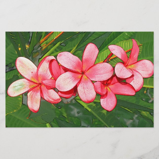 Pink Tropical Frangipani Art Stationery (Front)