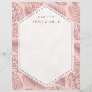 Pink Tropical Geometric Custom Letterhead