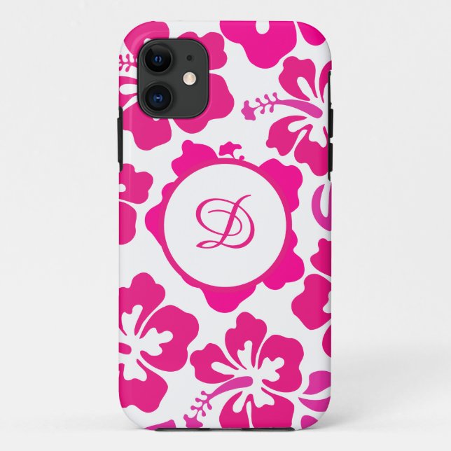 Pink tropical Hawaii Hibiscus Floral Pattern Case-Mate iPhone Case (Back)