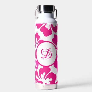 Pink tropical Hawaii Hibiscus Floral Pattern Water Bottle