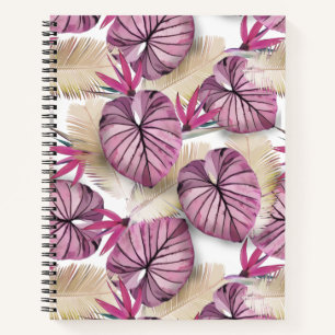 Pink tropical leaves notebook