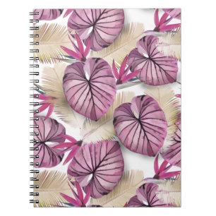Pink tropical leaves notebook