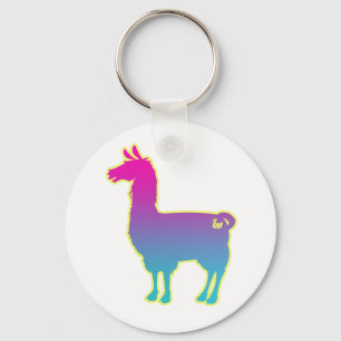 Pink Tropical Llama Keychain