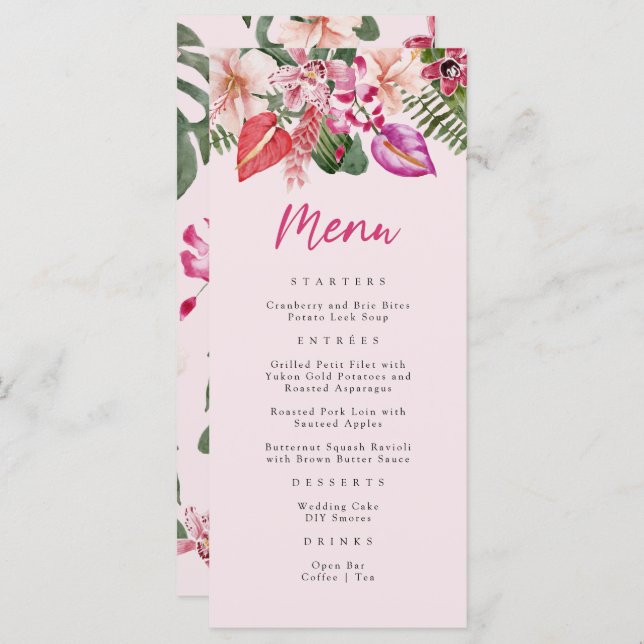 Pink Tropical Menu (Front/Back)