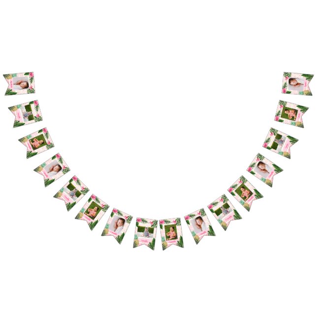 Pink Tropical Monthly Photo Bunting Flags (All)