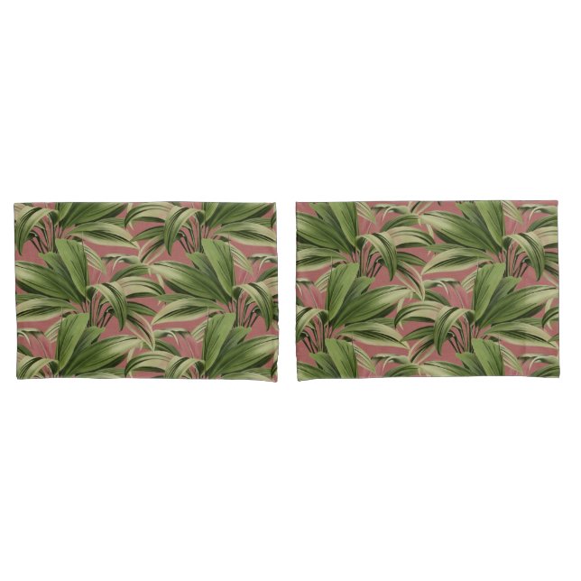 Pink Tropical Palm Pillowcase (Front-Set)