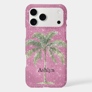 Pink Tropical Palm Tree Sparkle 